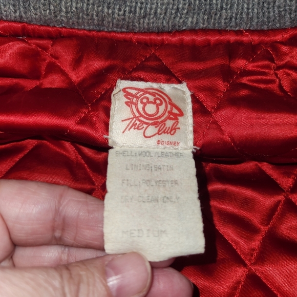 Disney Mickey Mouse Club Vintage Gray and Red Varsity Jacket Size M. Leather - Picture 5 of 6